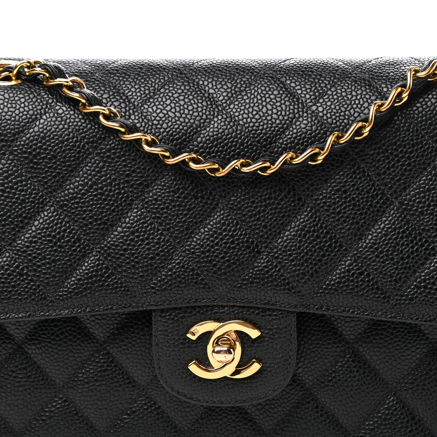 Caviar Quilted Medium Double Flap Black
