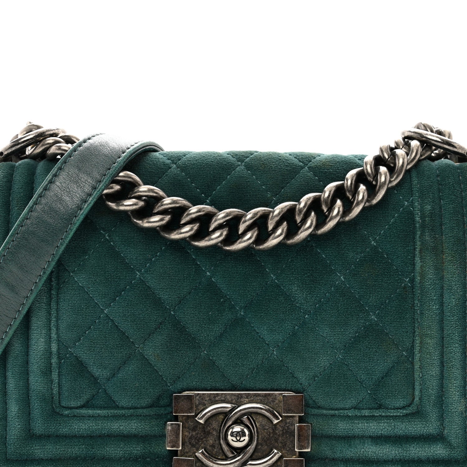 Chanel Velvet Quilted Small Boy Flap Turquoise 8 of 12