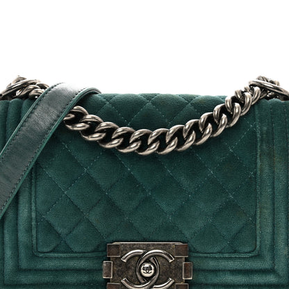 Chanel Velvet Quilted Small Boy Flap Turquoise 8 of 12
