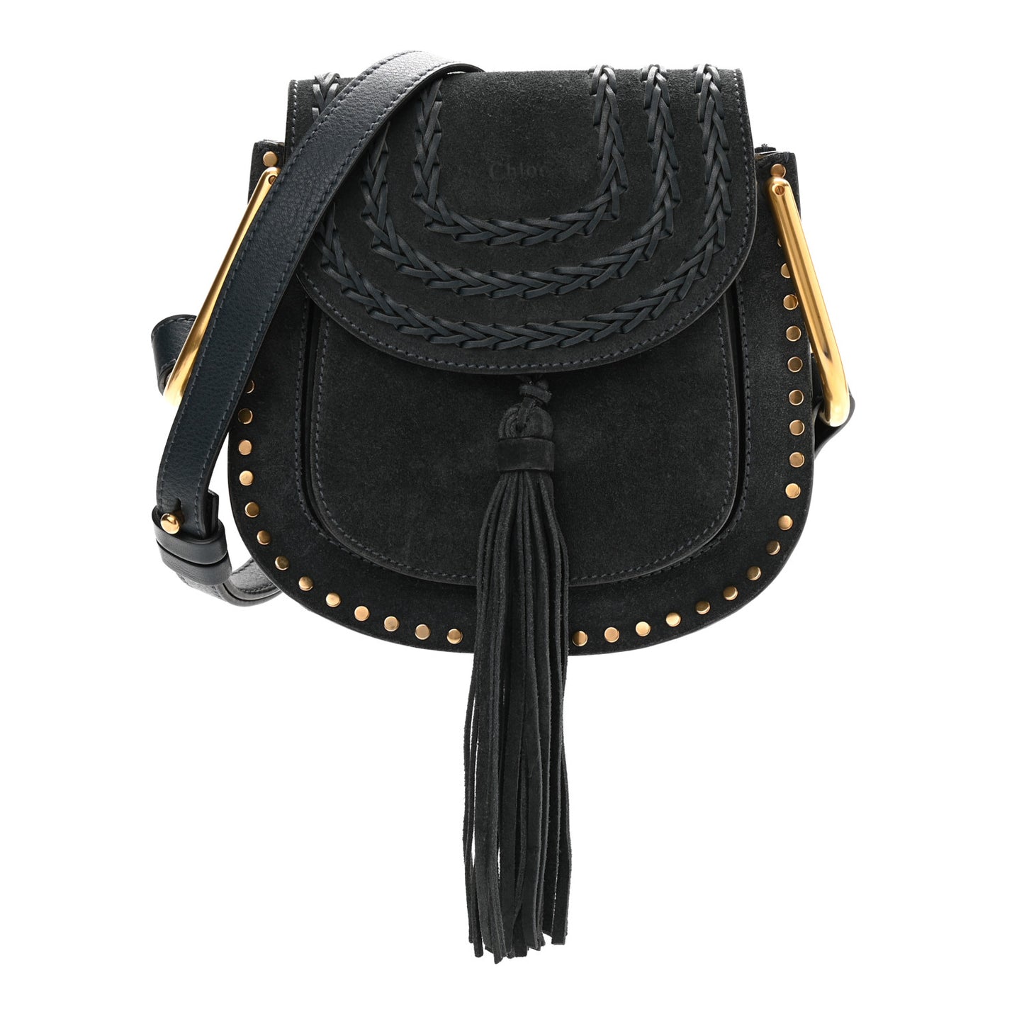 Suede Calfskin Braided Mini Hudson Shoulder Bag Full Blue