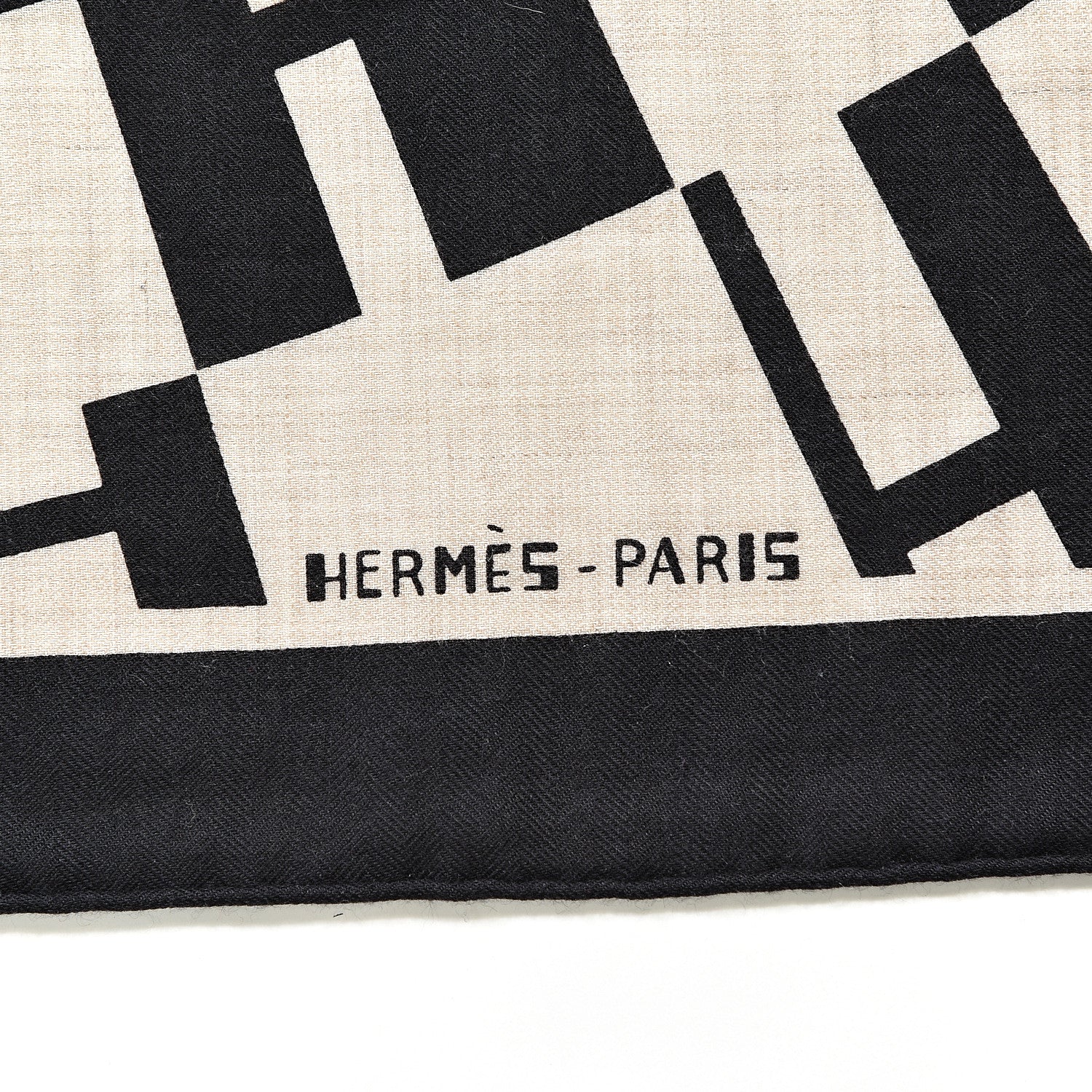 Hermes Cashmere Silk Op'H Shawl 140 Black Naturel 3 of 5