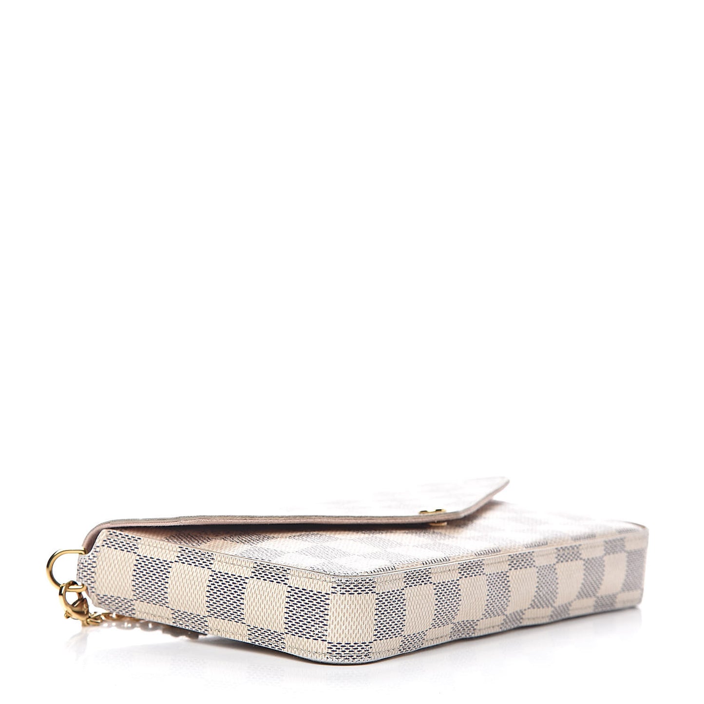 Damier Azur Pochette Felicie Chain Wallet Rose Ballerine