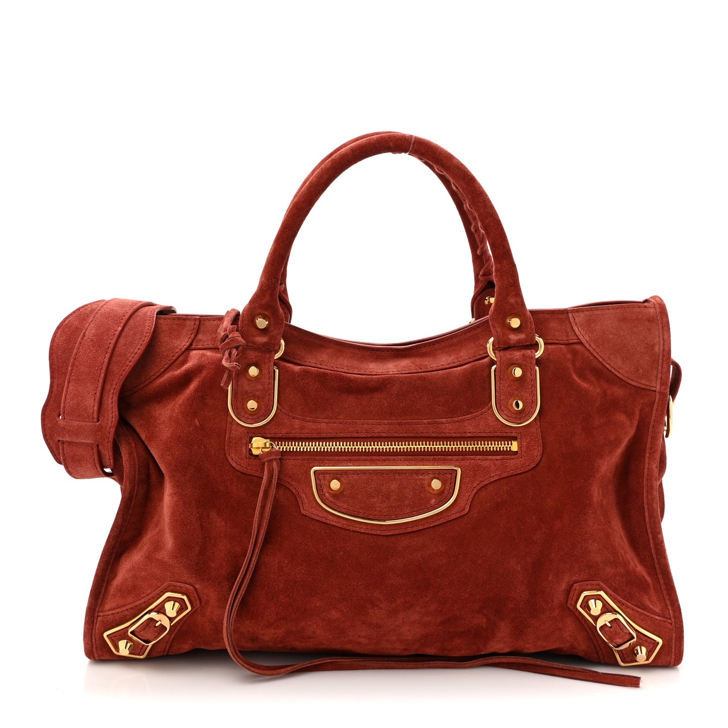 Baby Daim Suede Gold Metallic Edge Hardware City Bois De Rose Fonce
