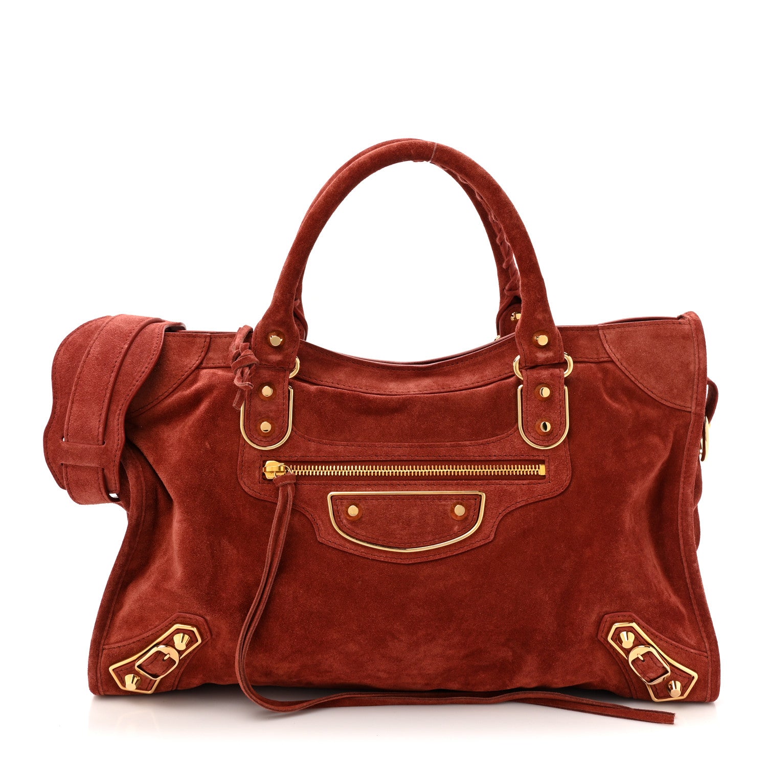 Balenciaga Baby Daim Suede Gold Metallic Edge Hardware City Bois De Rose Fonce 1 of 10