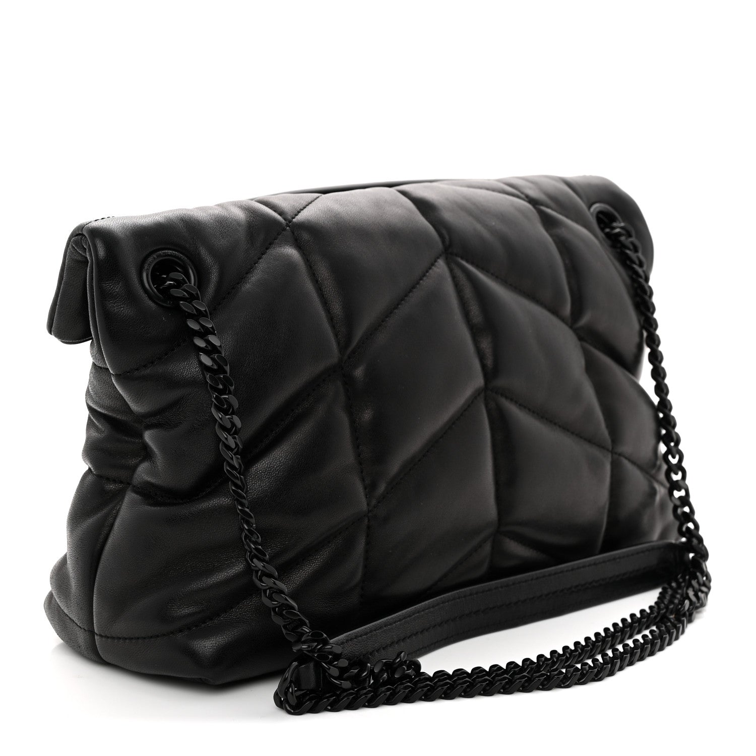 Saint Laurent Lambskin Quilted Monogram Monochrome Small Loulou Puffer Chain Satchel Black 3 of 10