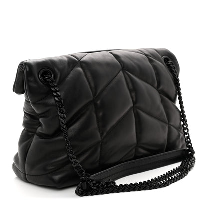 Saint Laurent Lambskin Quilted Monogram Monochrome Small Loulou Puffer Chain Satchel Black 3 of 10