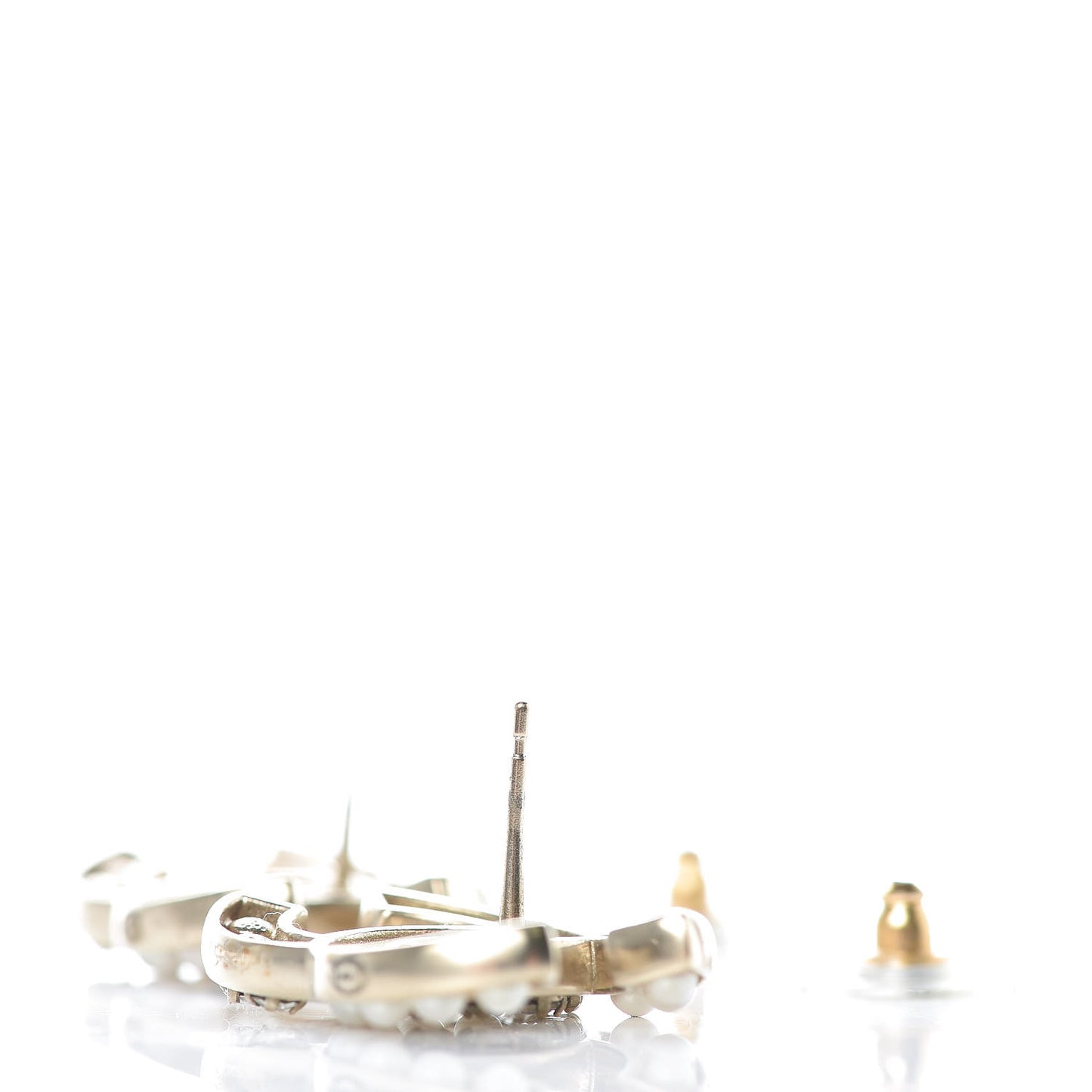 Crystal Pearl CC Earrings Light Gold