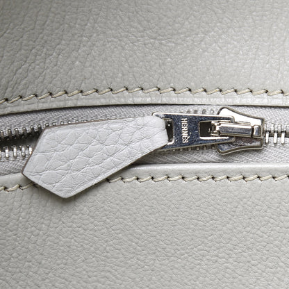 Hermes Taurillon Clemence Lizard Club Birkin 35 Gris Perle White Mykonos 18 of 31