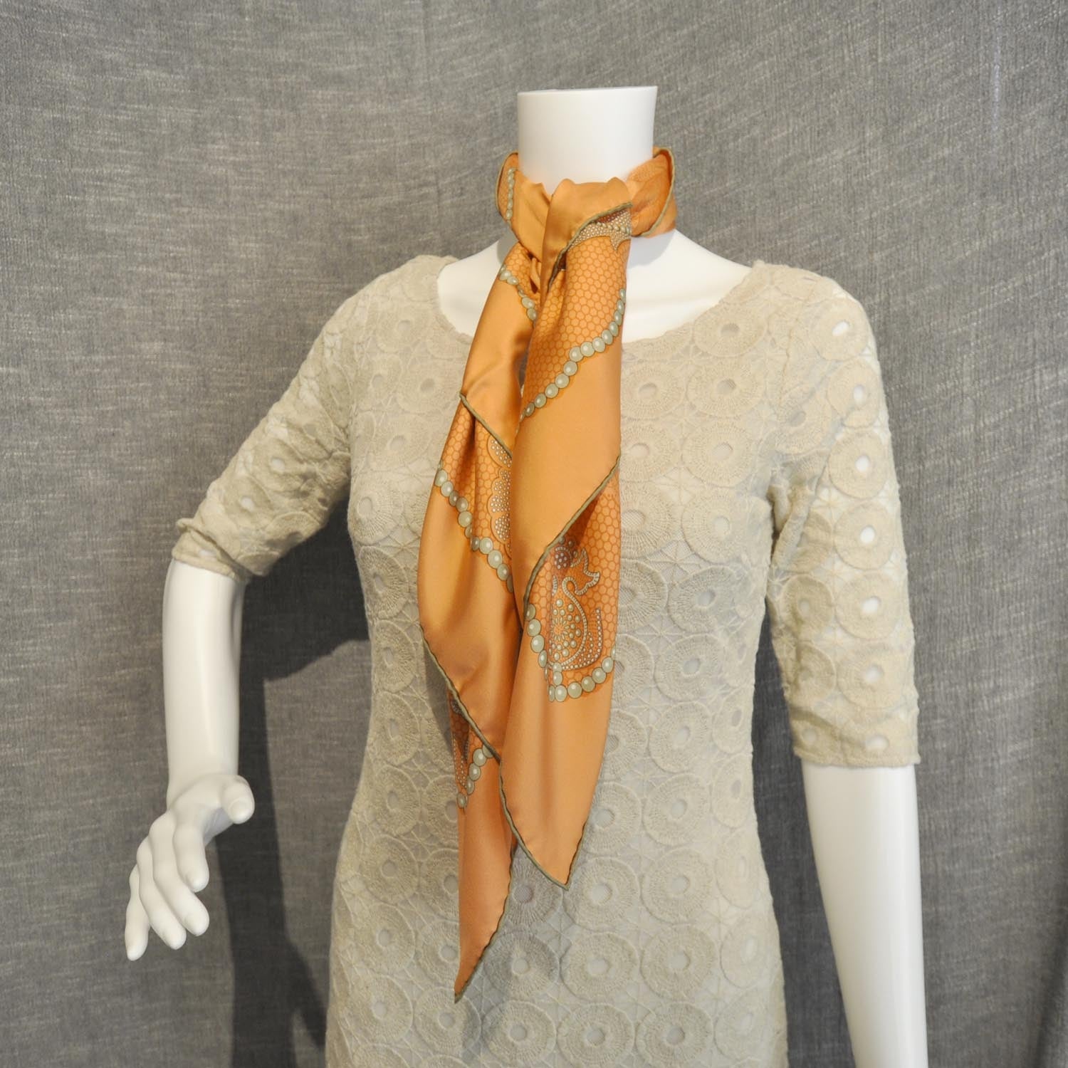 Hermes Silk Doigts de Fee Scarf 90 Orange 7 of 7
