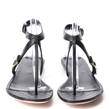Gucci Calfskin Microguccissima Thong Sandals 40 Black 2 of 9
