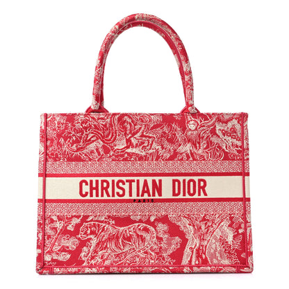 Christian Dior Canvas Embroidered Medium Dioriviera Toile De Jouy Book Tote Raspberry 1 of 12