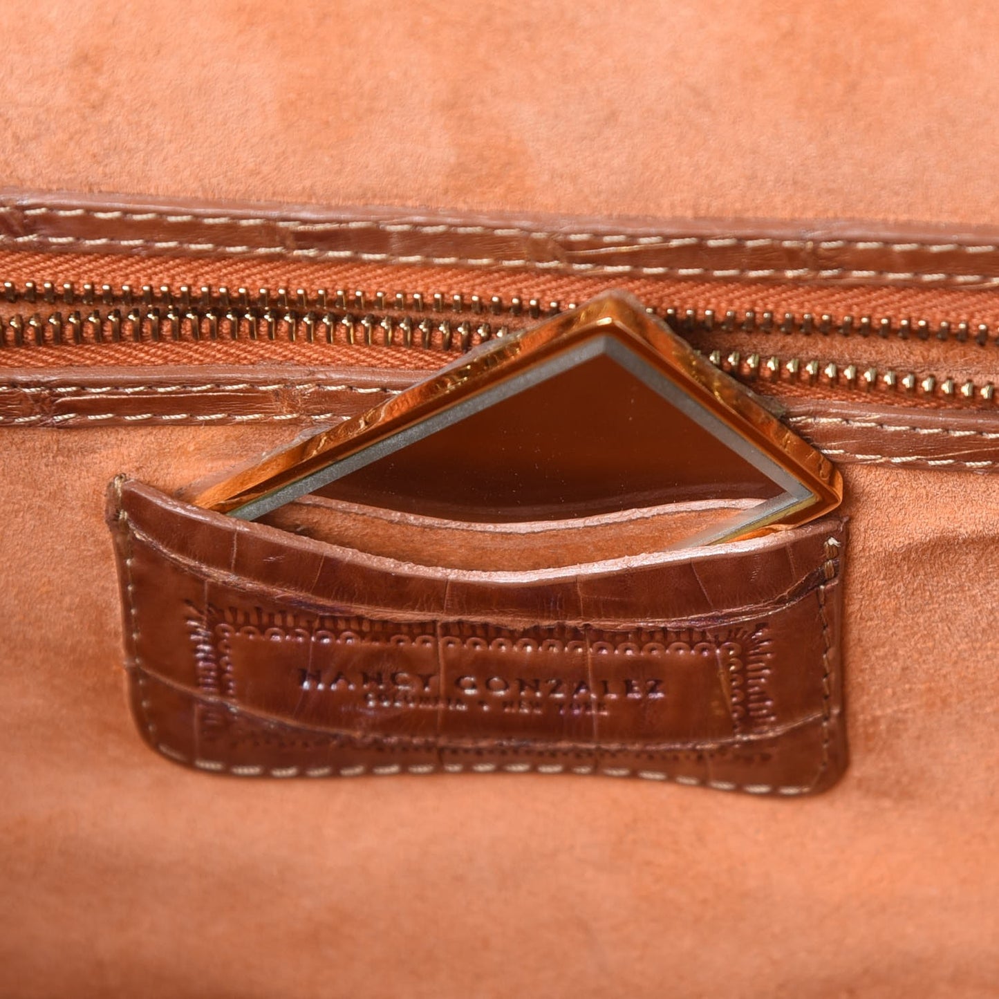 Crocodile Medium Satchel Brown