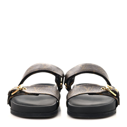 Louis Vuitton Monogram Bom Dia Mule Sandals 38.5 Black 3 of 10
