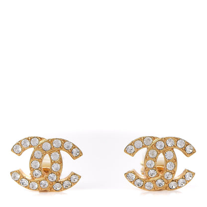 Chanel Crystal Mini Timeless CC Clip On Earrings Gold 1 of 4