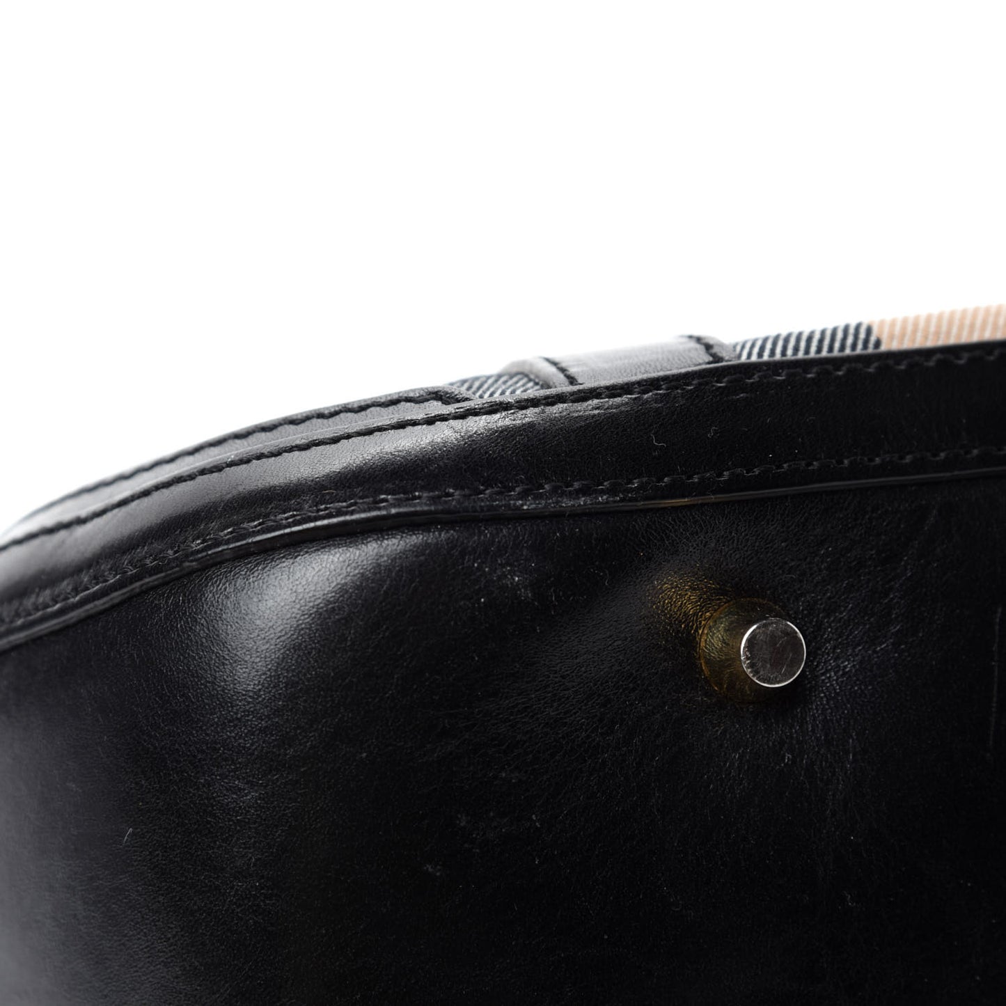 Bridle Calfskin House Check Small Orchard Bowling Bag Black