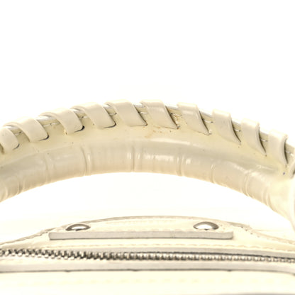 Balenciaga Semi Shiny Calfskin Crocodile Embossed Neo Classic Silver Hardware Mini City White 12 of 17