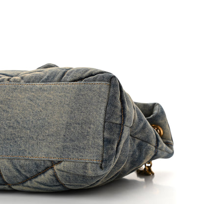 Saint Laurent Denim Quilted Small Loulou Puffer Monogram Chain Satchel Blue Cinnamon 10 of 12