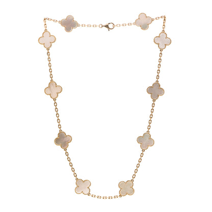 Van Cleef & Arpels 18K Yellow Gold Mother of Pearl 10 Motifs Vintage Alhambra Necklace 3 of 5