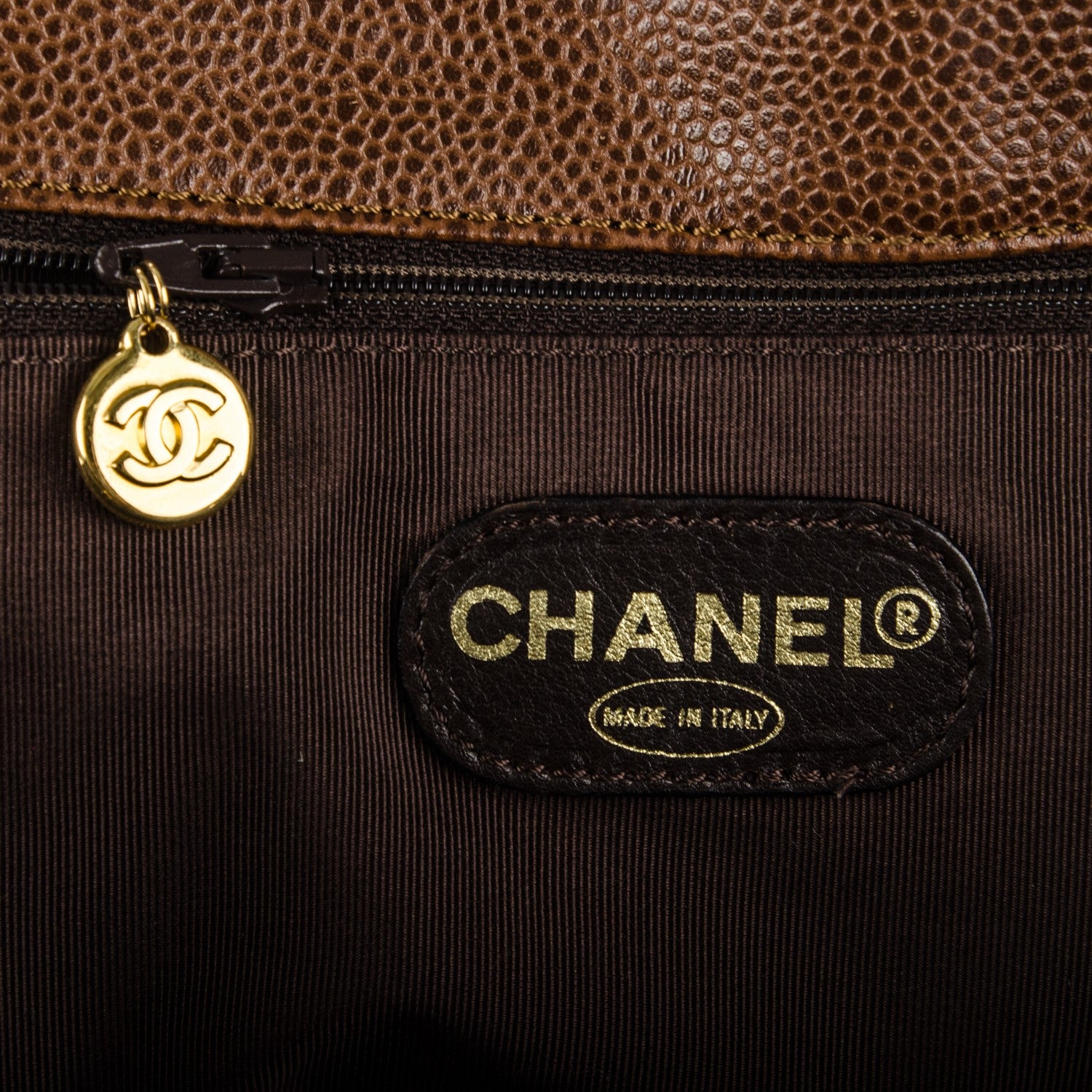 Chanel Caviar Large CC Shoulder Bag Brown 10 of 11