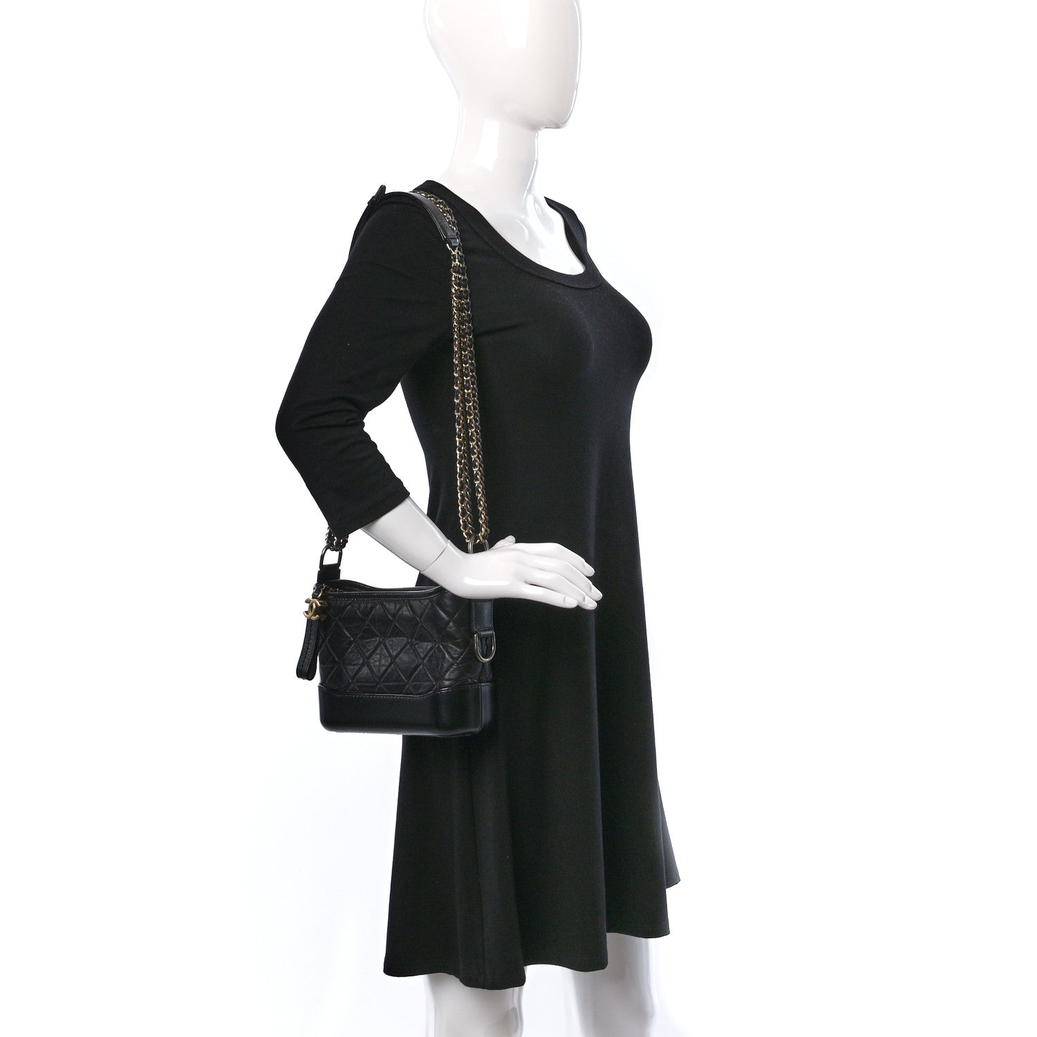 Chanel Aged Calfskin Quilted Small Gabrielle Hobo Black 2 of 10