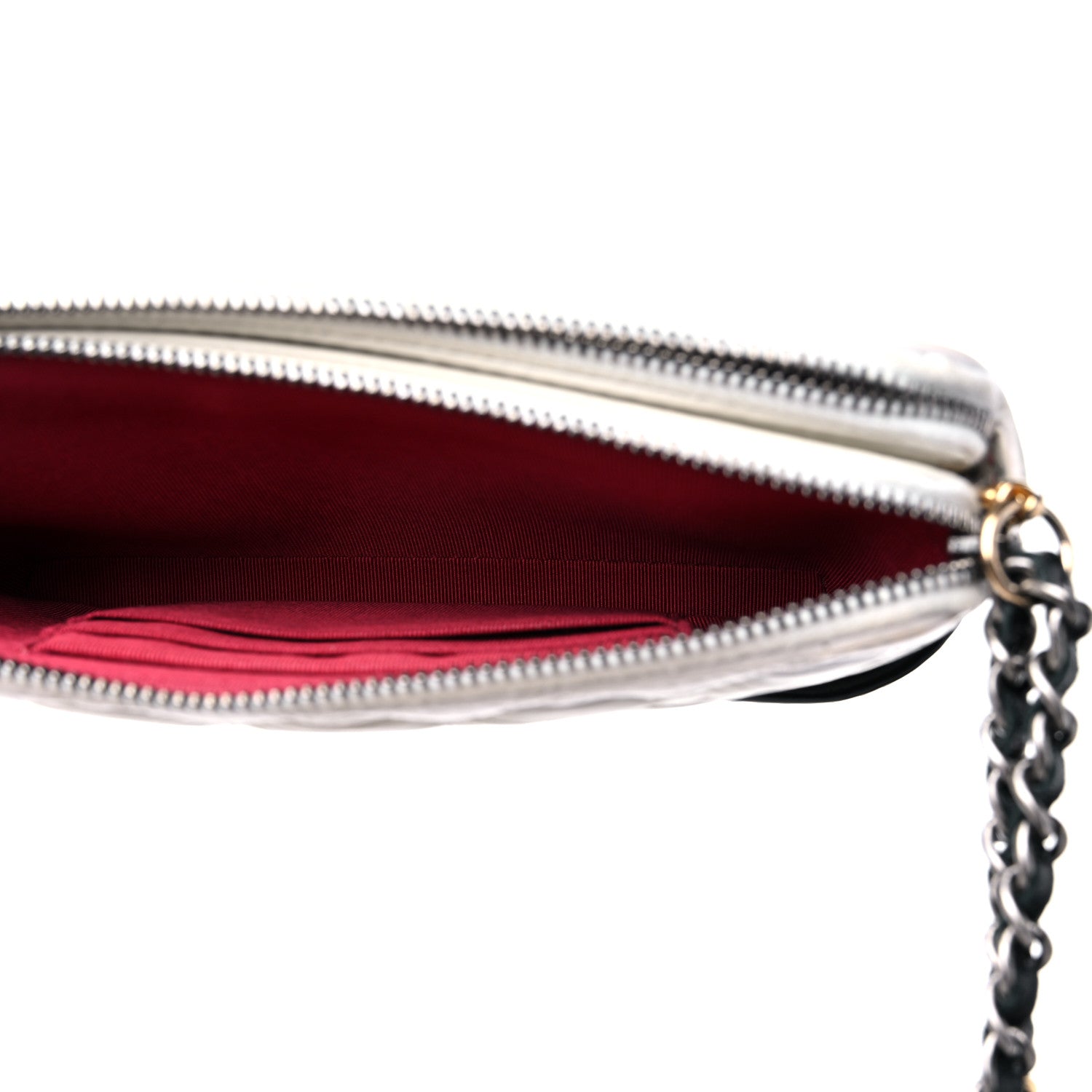 Chanel Aged Calfskin Quilted Small Gabrielle Clutch With Chain White Black 7 of 17