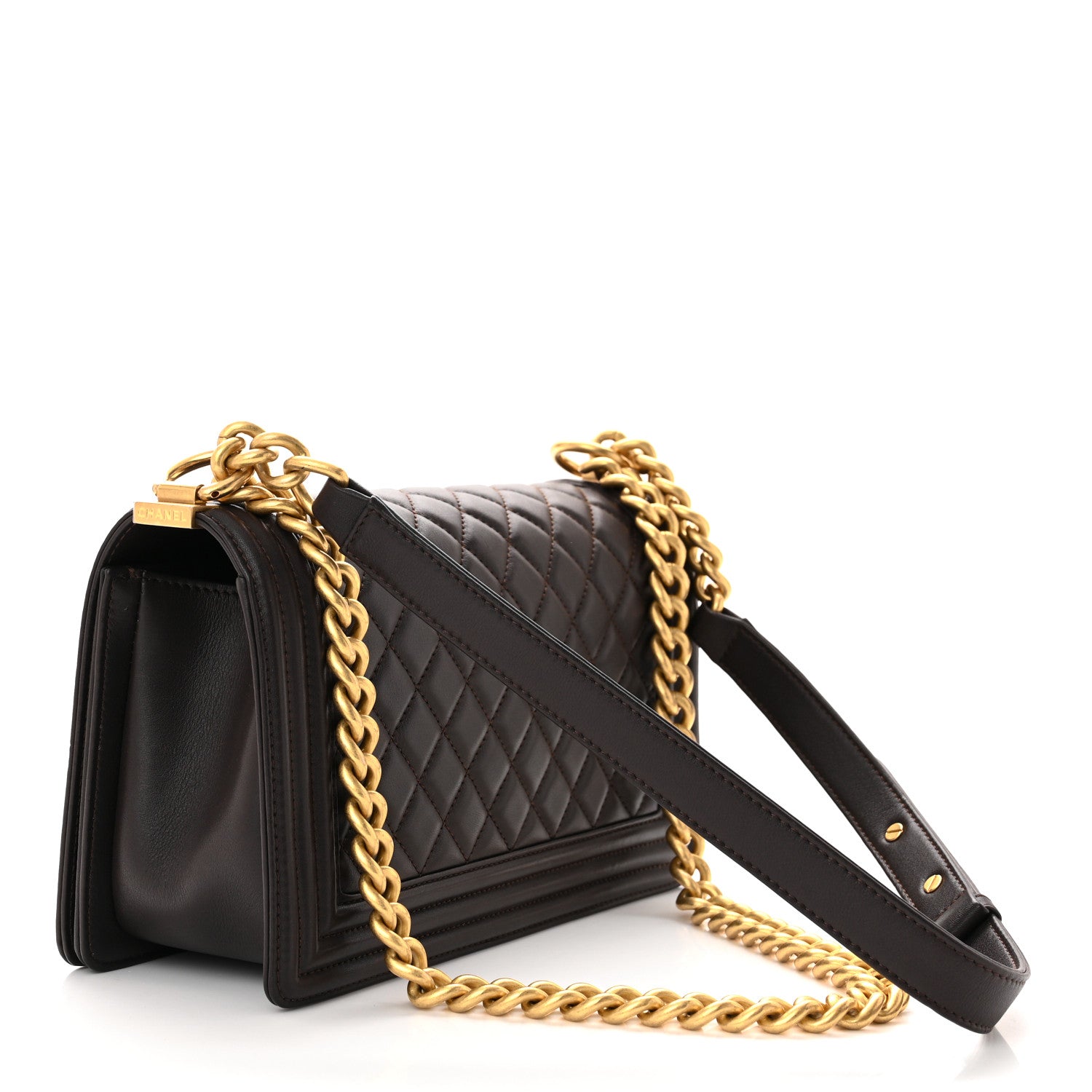 Chanel Calfskin Quilted Medium Boy Flap Dark Brown 3 of 11