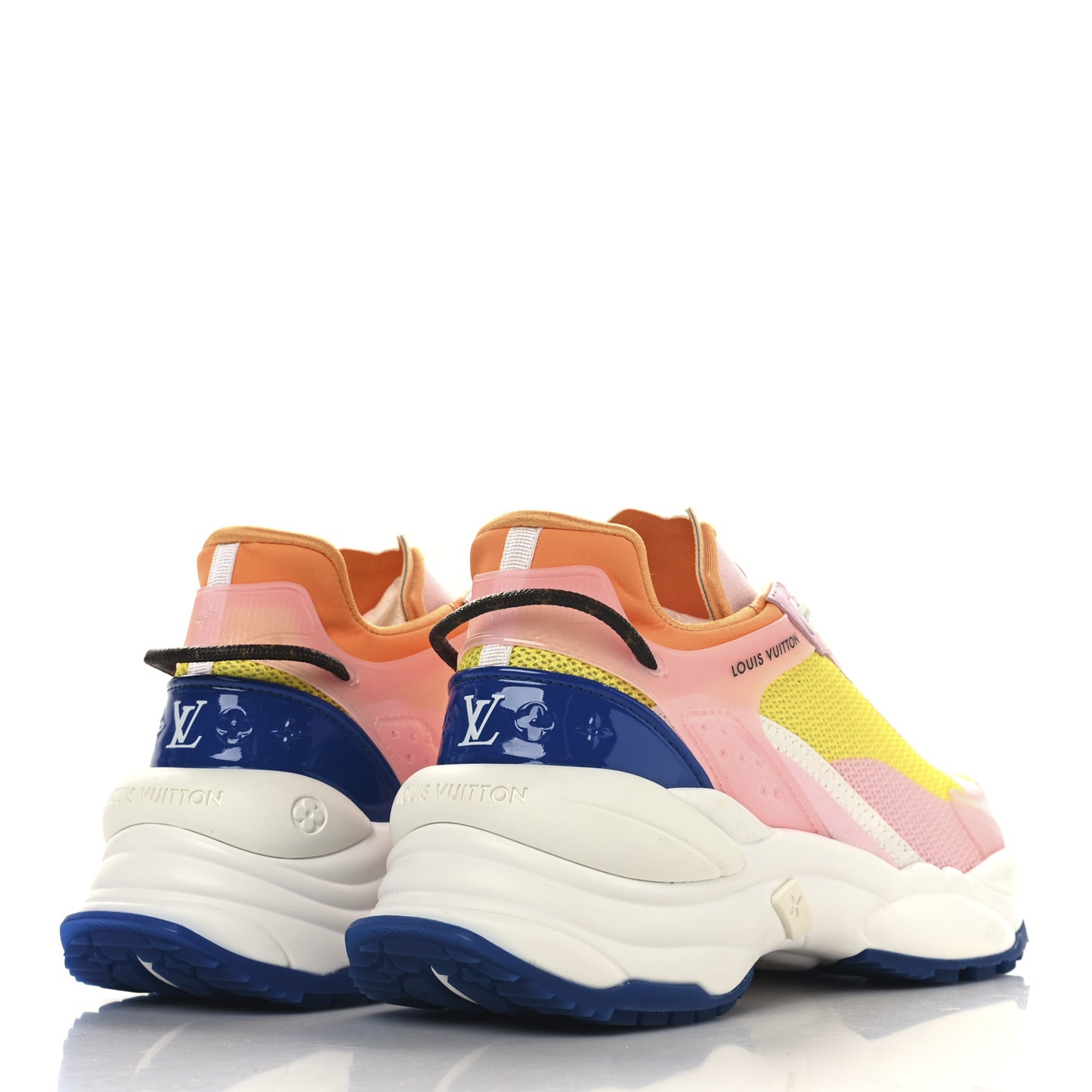 Patent Calfskin Technical Mesh Monogram Run 55 Sneakers 38.5 Pink Rose Orange