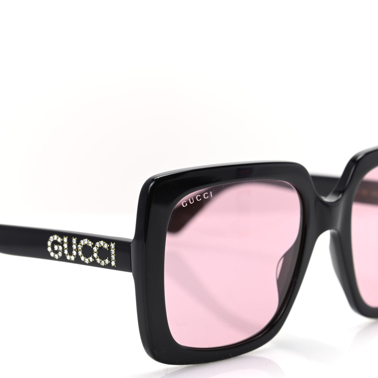 Crystal Square Frame GG Sunglasses GG0418S Black Pink
