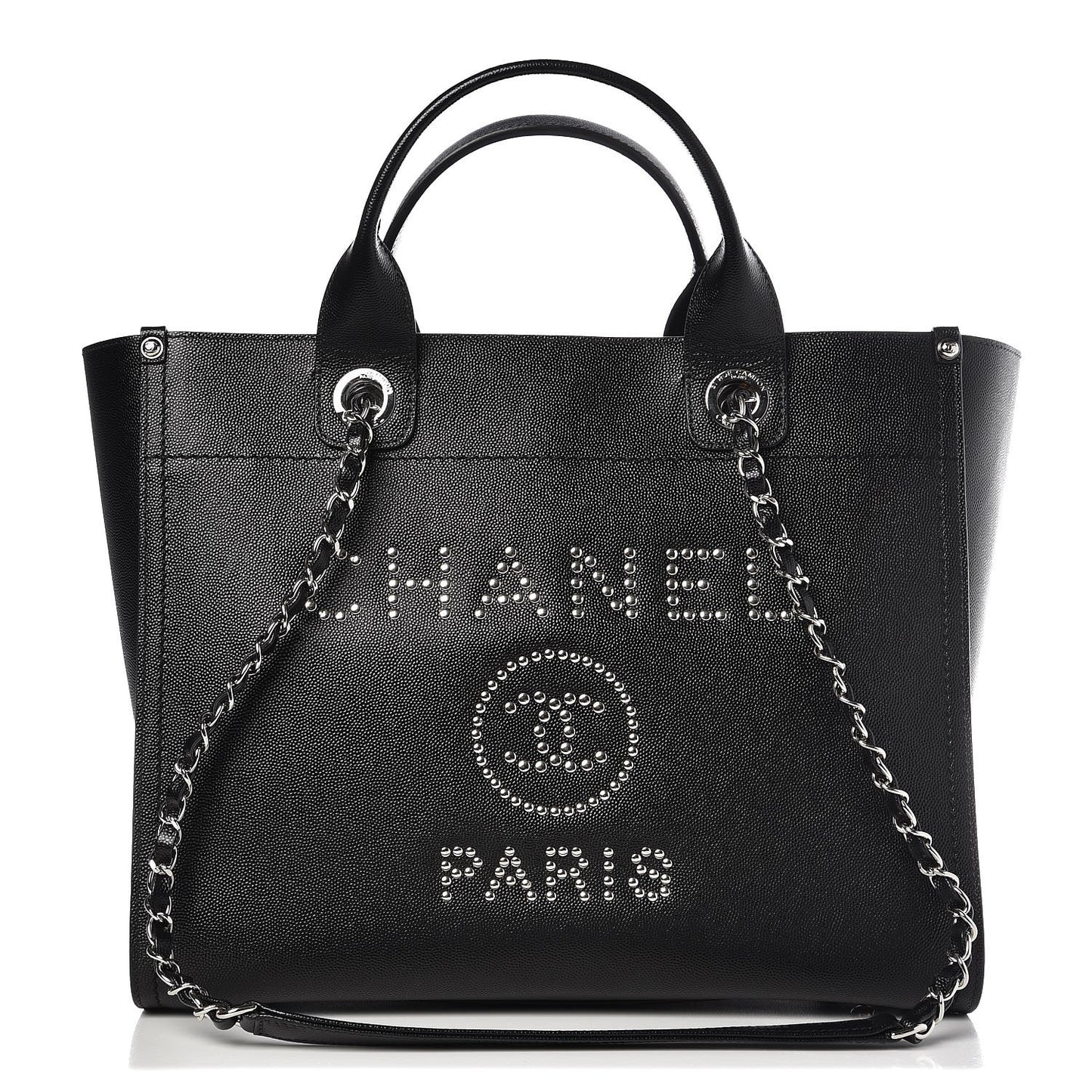 Caviar Small Studded Deauville Tote Black