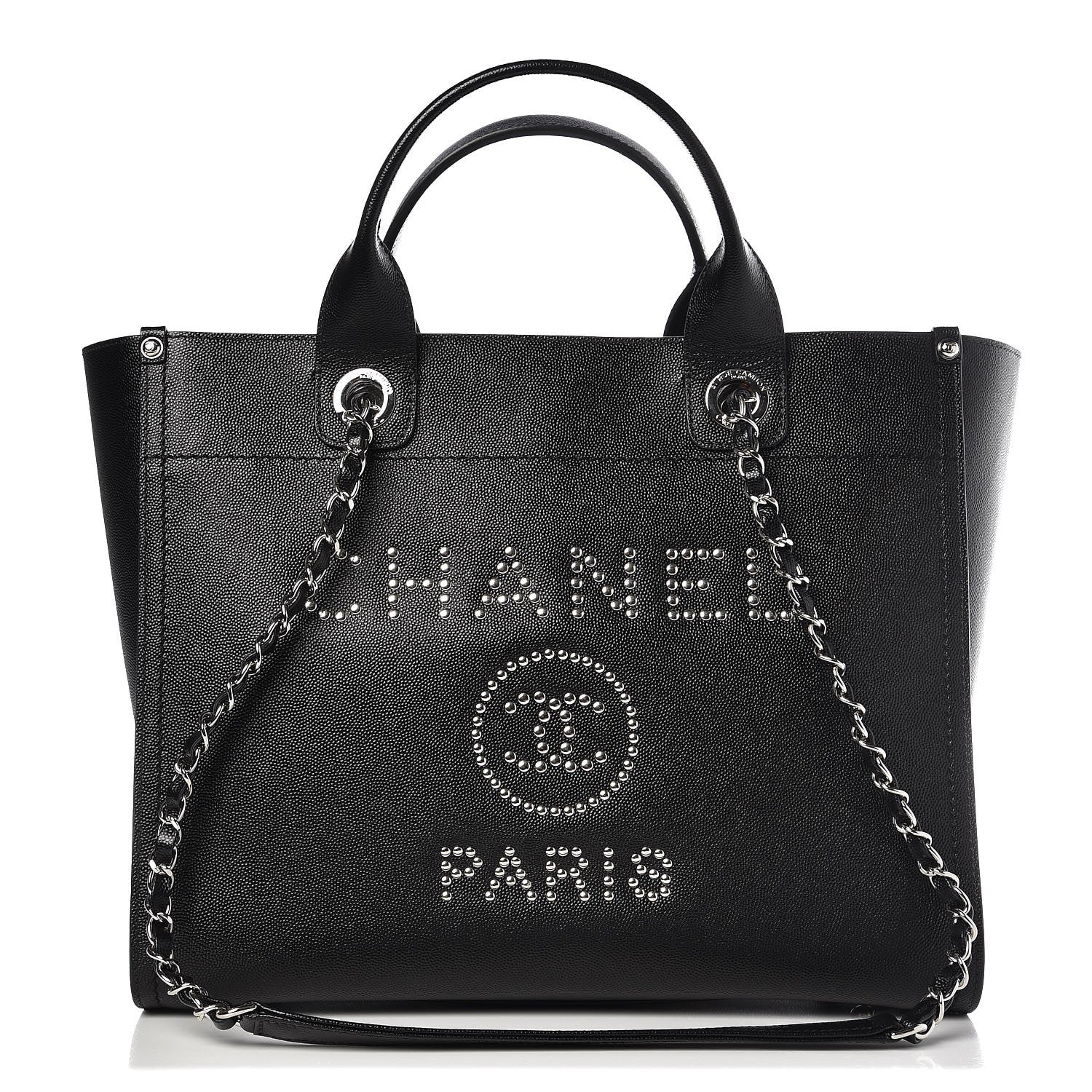 Chanel Caviar Small Studded Deauville Tote Black 1 of 8