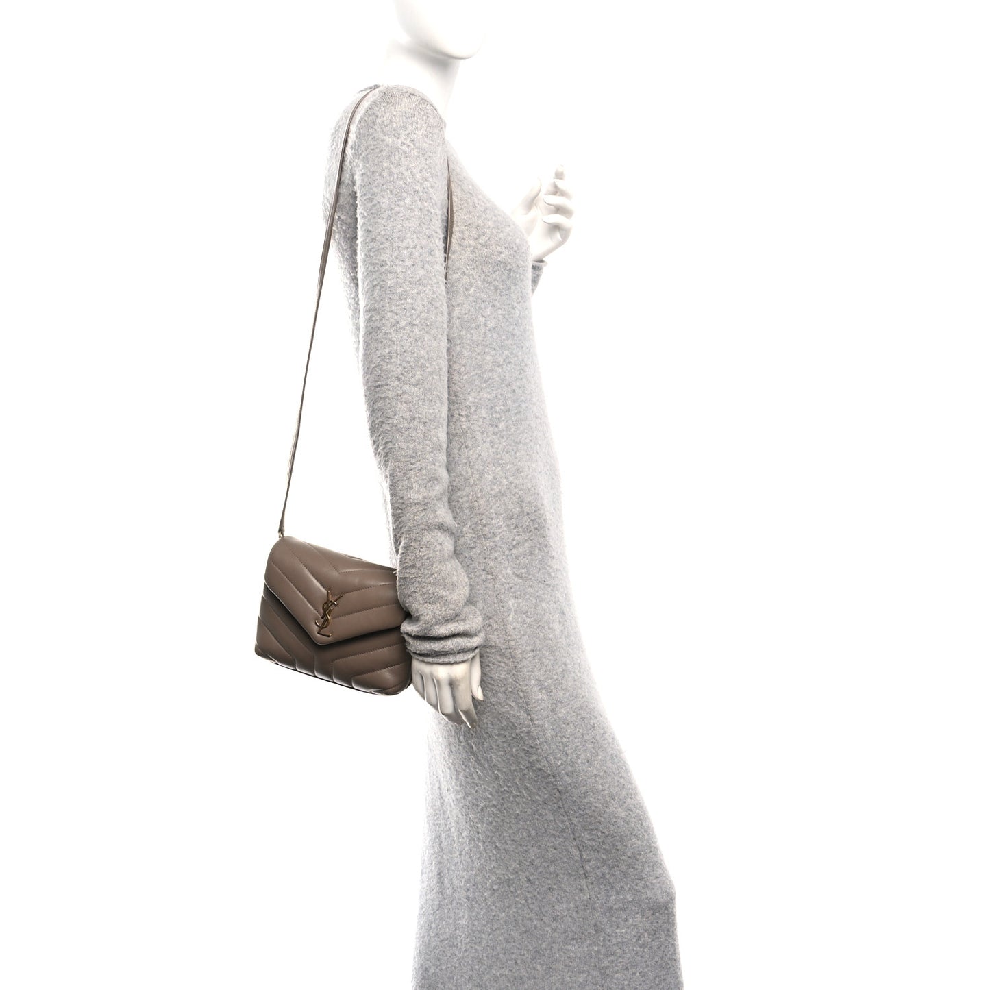 Calfskin Y Quilted Monogram Toy Loulou Crossbody Bag Taupe