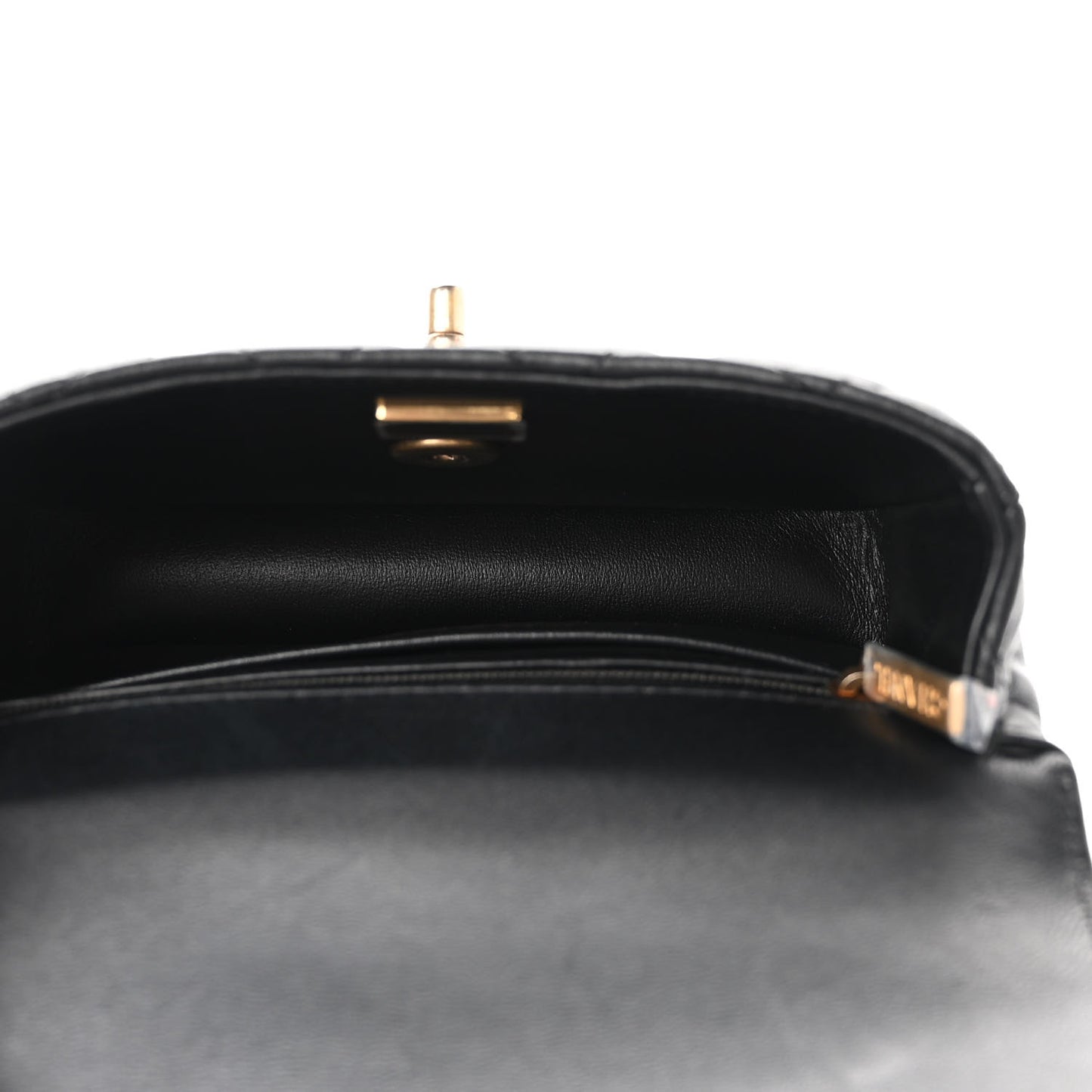 Lambskin Enamel Quilted Mini Flap Black
