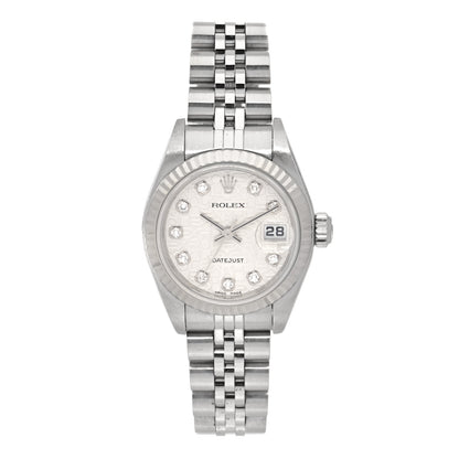 Rolex Stainless Steel 18K White Gold Diamond 26mm Oyster Perpetual Datejust Watch Silver Jubilee 79174 1 of 4