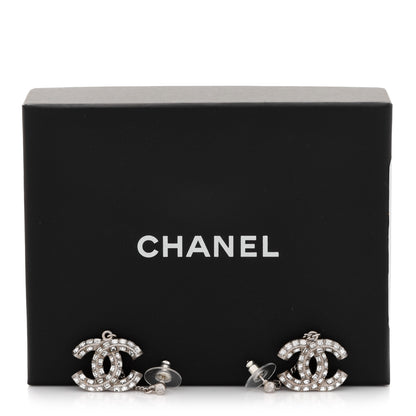 Chanel Baguette Crystal CC Drop Earrings Silver 5 of 5