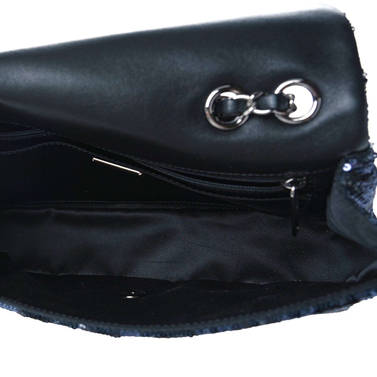 Sequin Quilted Medium Single Flap Blue