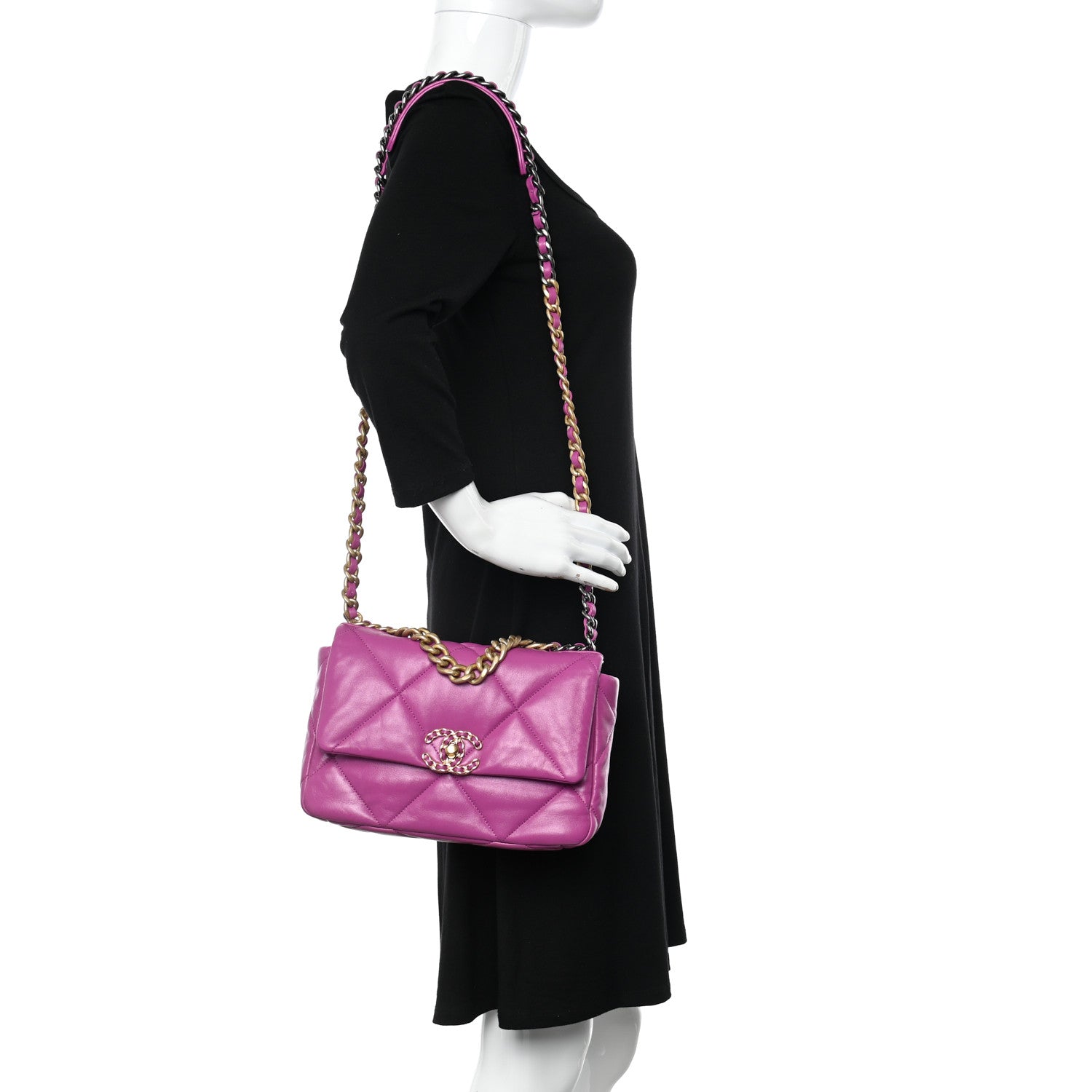 Chanel Lambskin Quilted Medium Chanel 19 Flap Purple 2 of 11