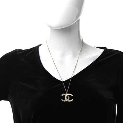 Chanel Baguette Crystal Quilted CC Pendant Necklace Gold 2 of 6