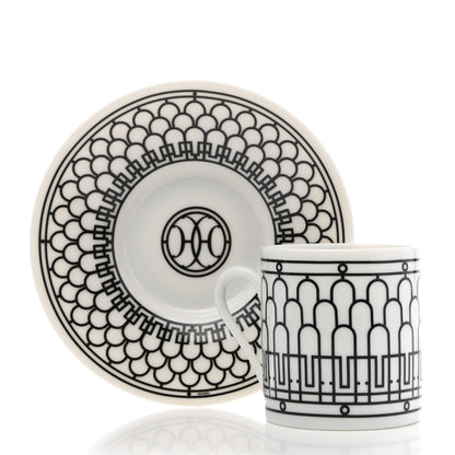 Hermes Porcelain H Deco Coffee Cup And Saucer Set Of 2 Black 6 of 14