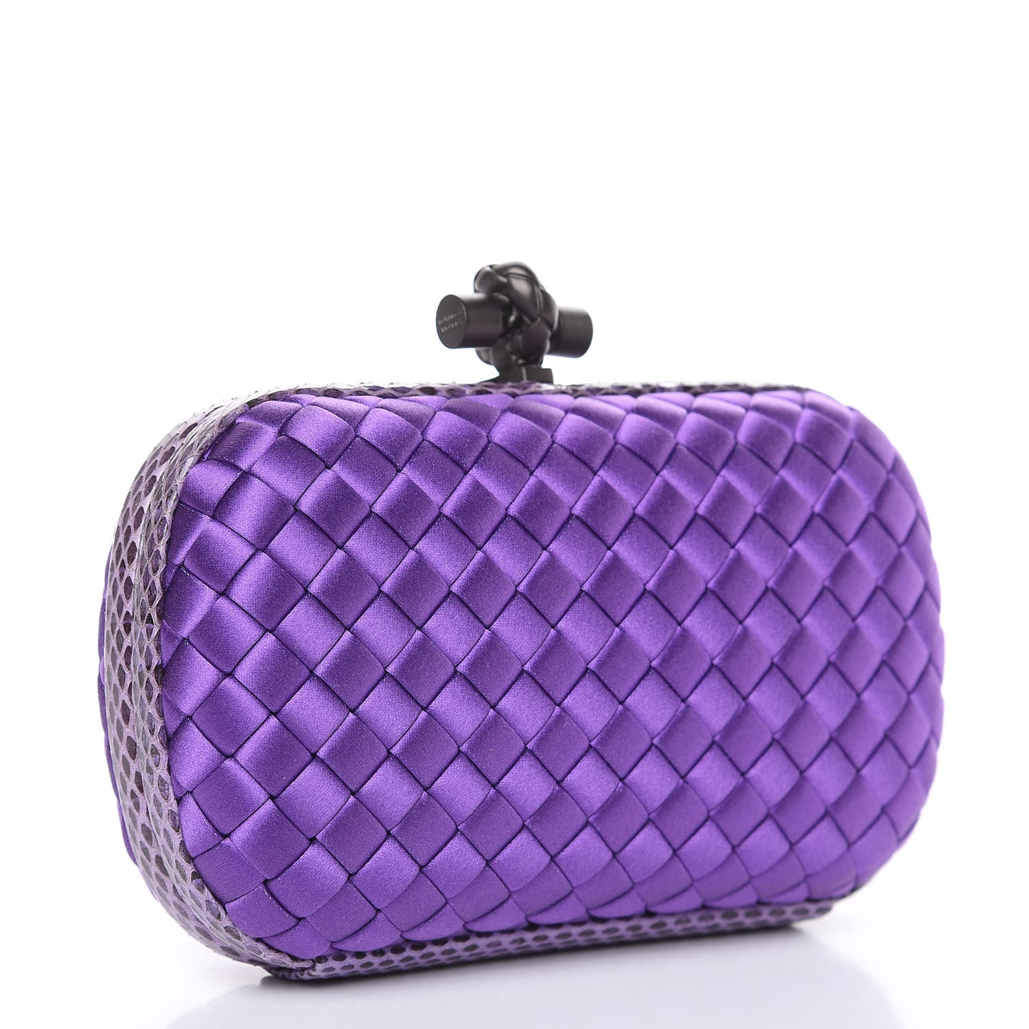 Satin Intreccio Impero Ayers Knot Clutch Purple
