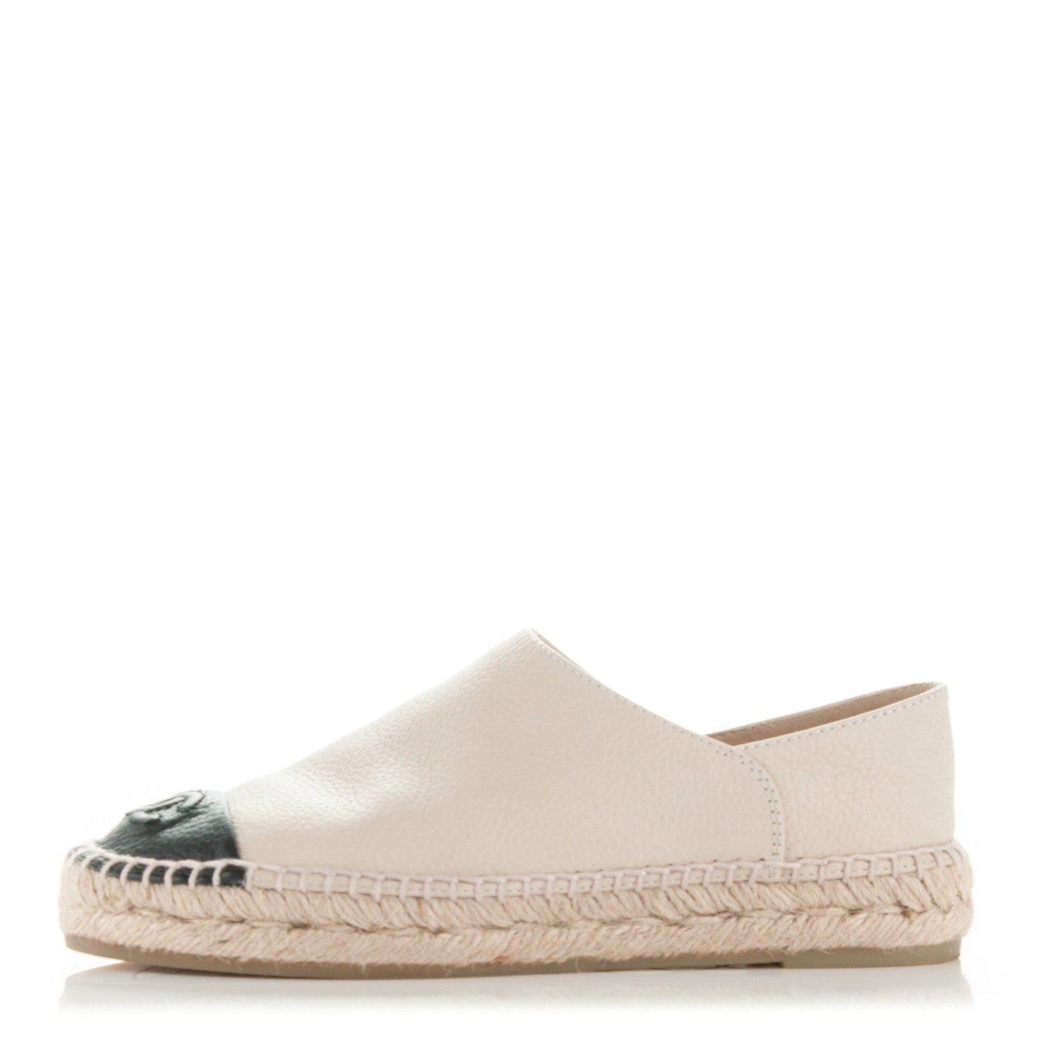 Chanel Grained Calfskin CC Espadrilles 35 Beige Black 1 of 8