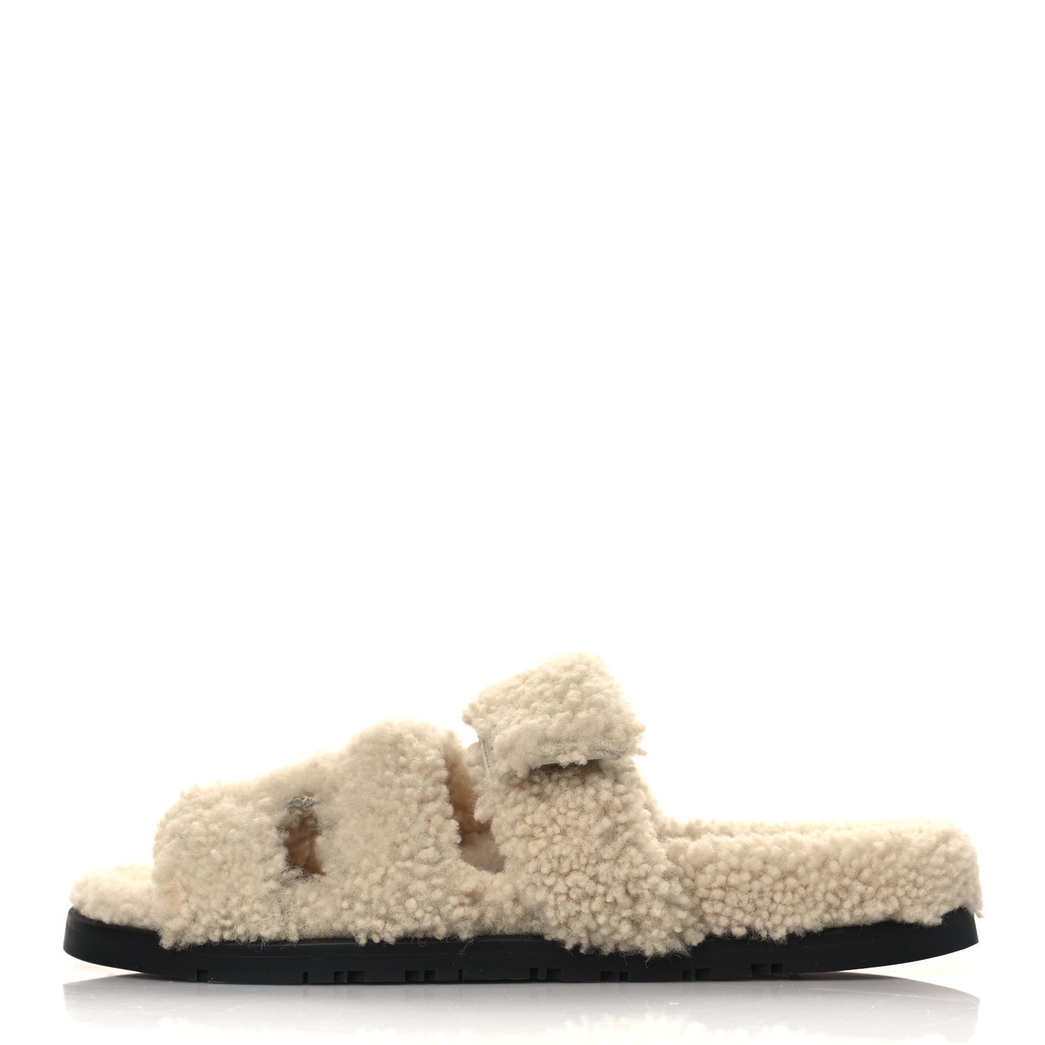 Hermes Woolskin Womens Chypre Sandals 38 Ecru 1 of 8