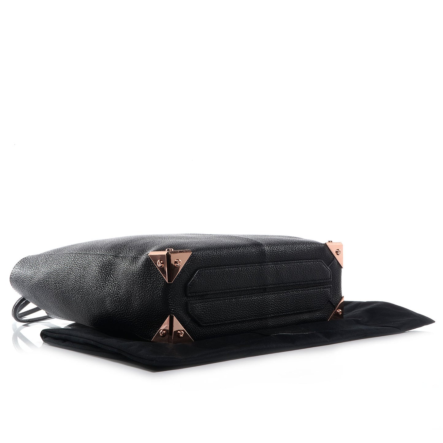 Leather Prisma Skeletal Tote Black with Rose Gold Hardware