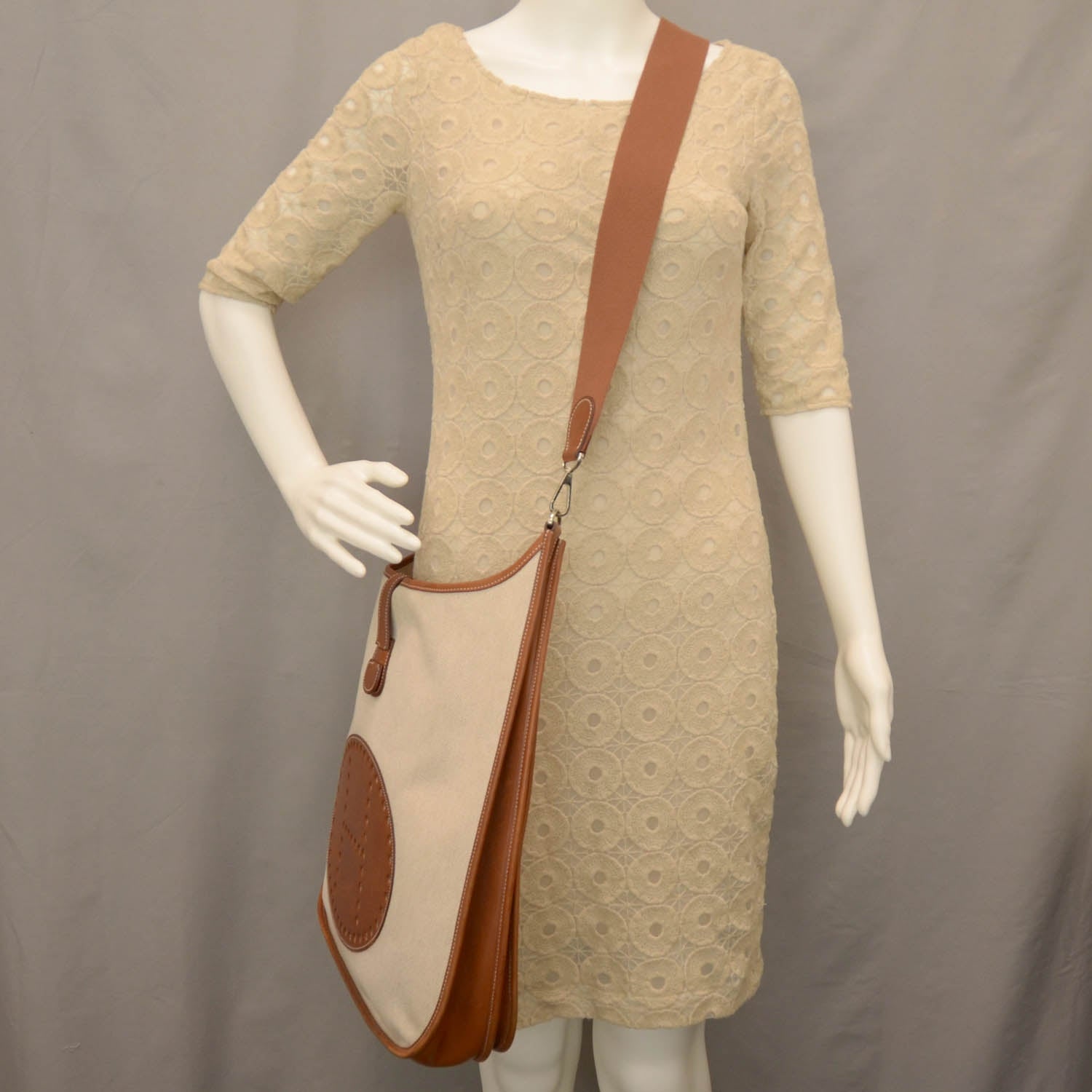 Hermes Toile Natural Barenia Evelyne II TGM Ecru Fauve 2 of 8