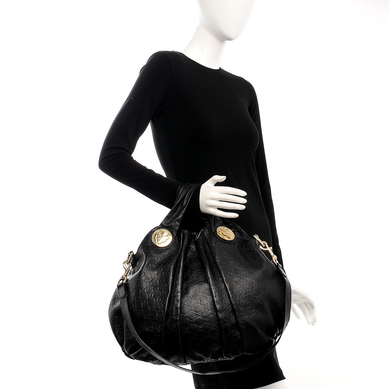 Gucci Guccissima Medium Hysteria Top Handle Bag Black 2 of 10