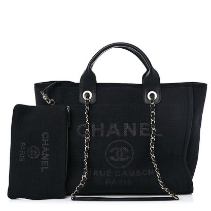 Chanel Mixed Fibers Small Deauville Tote Black 1 of 14