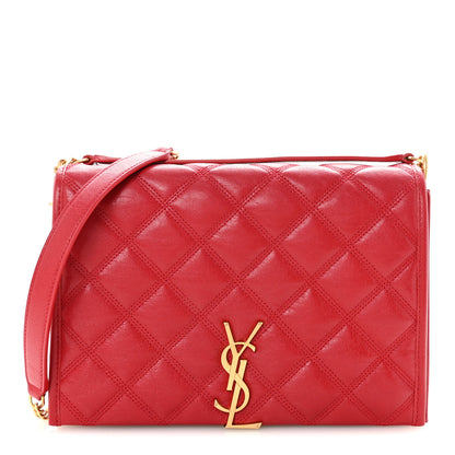 Saint Laurent Lambskin Quilted Mini Becky Chain Bag Rouge Eros 1 of 10
