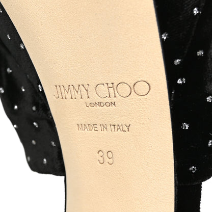 Jimmy Choo Velvet Glitter Spotted Velvet Heloise Pumps 39 Black Silver 7 of 7