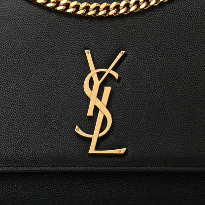 Saint Laurent Grain De Poudre Large Classic Monogram Kate Satchel Black 7 of 7