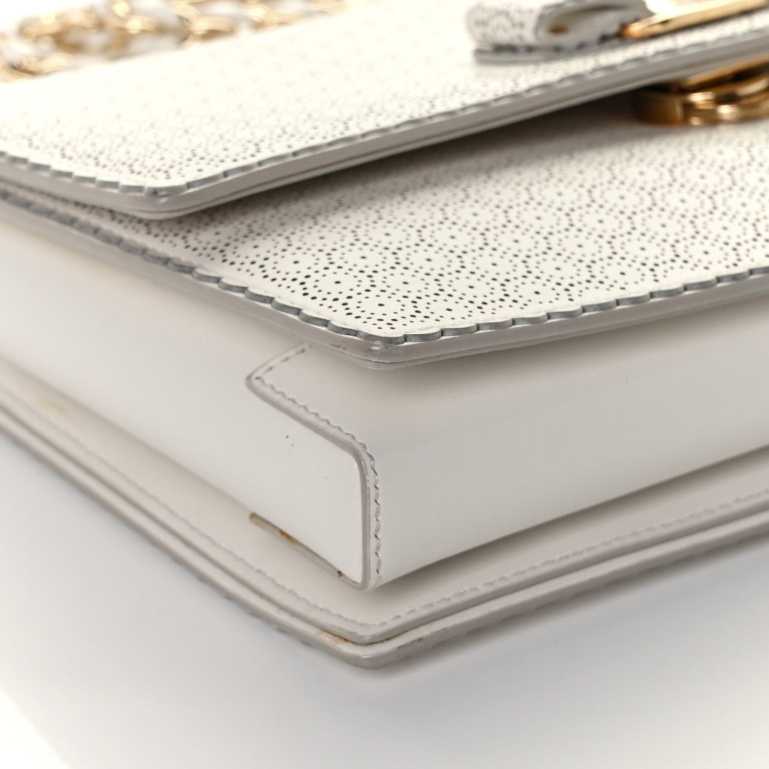 Salvatore Ferragamo Perforated Calfskin Ginny Bow Crossbody Bag White 9 of 10