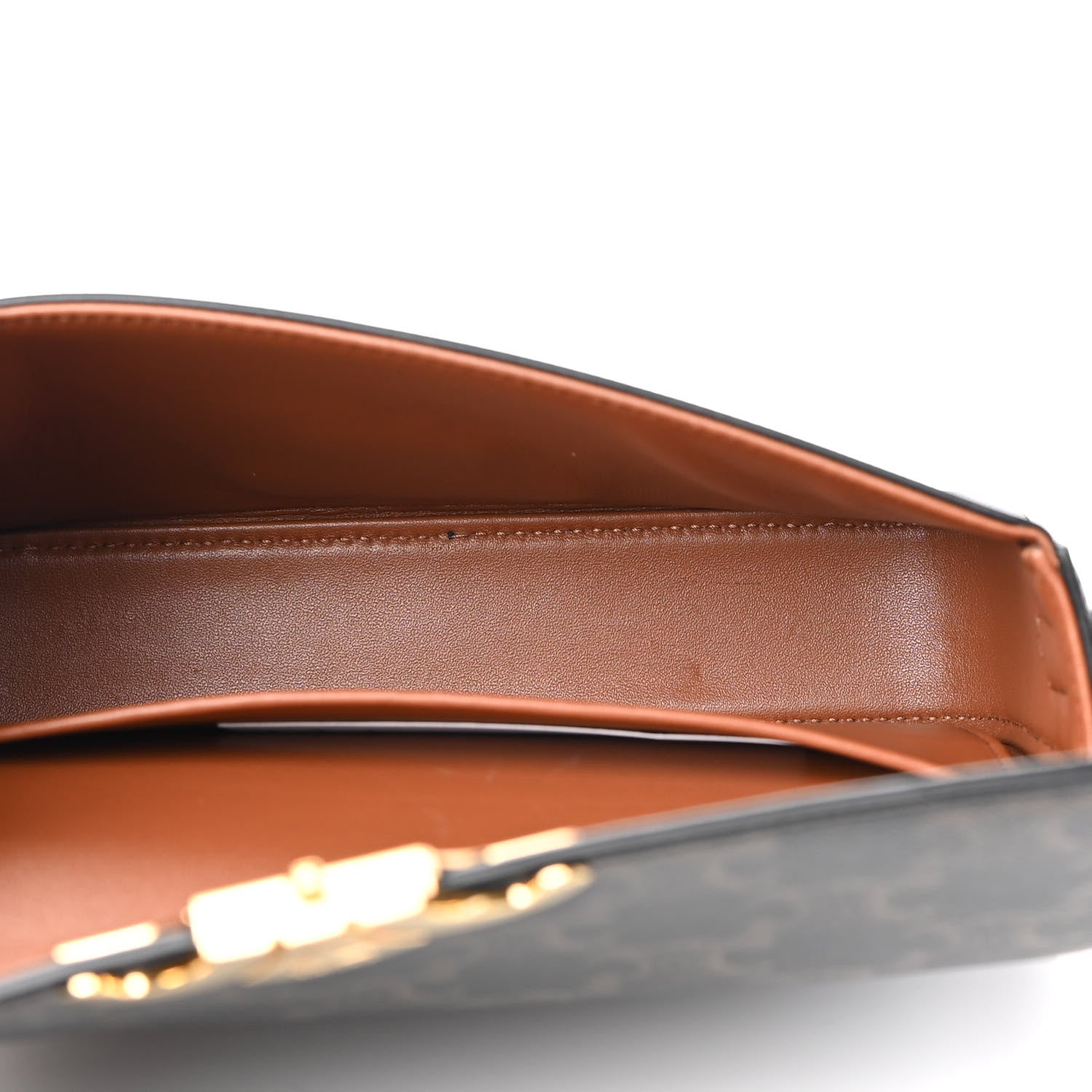 Celine Canvas Calfskin Triomphe Shoulder Bag Tan 5 of 11